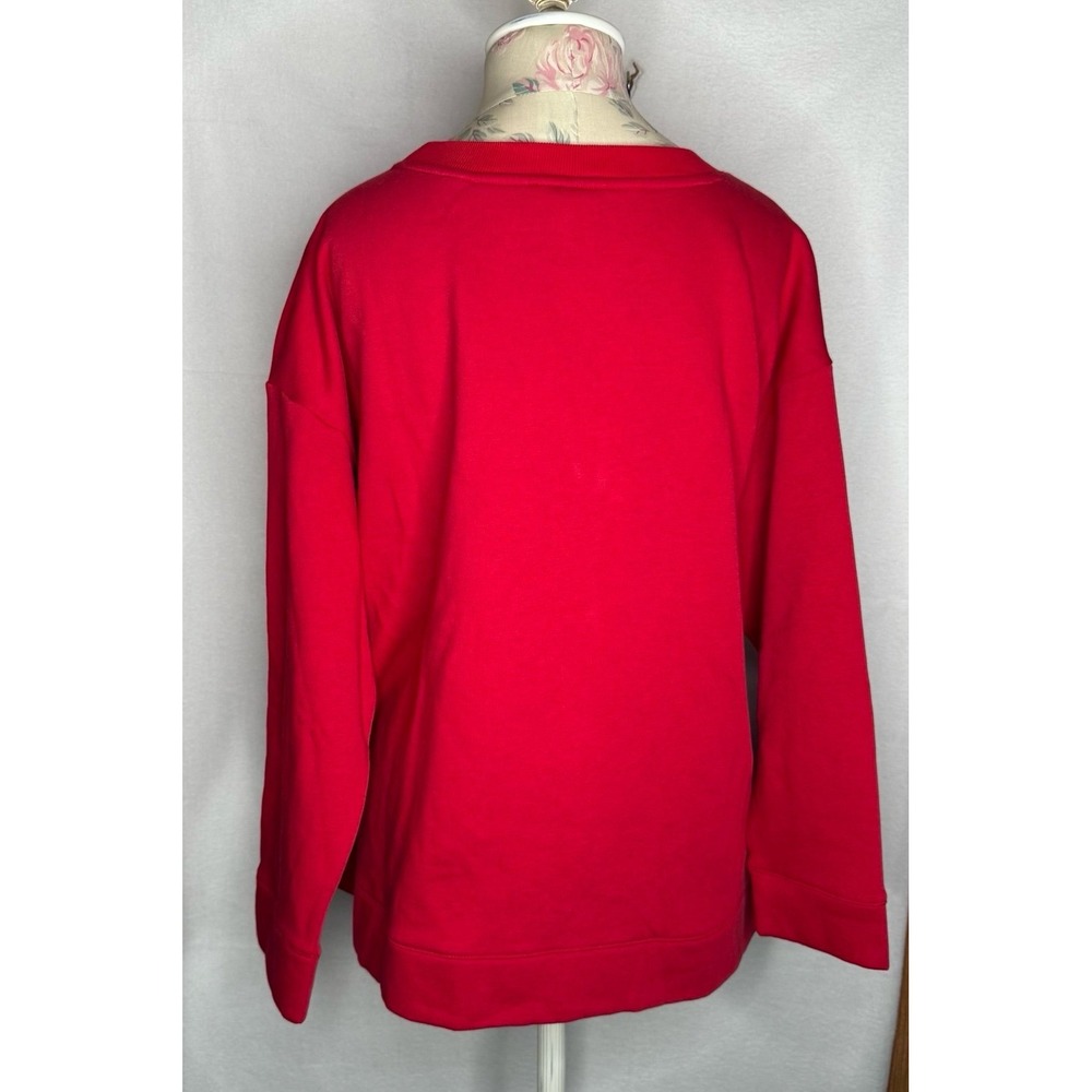 NWT Talbots Soiree Embellished Sweatshirt Red Rhinestone Plus Sz 1X Cozy Holiday - Picture 3 of 12